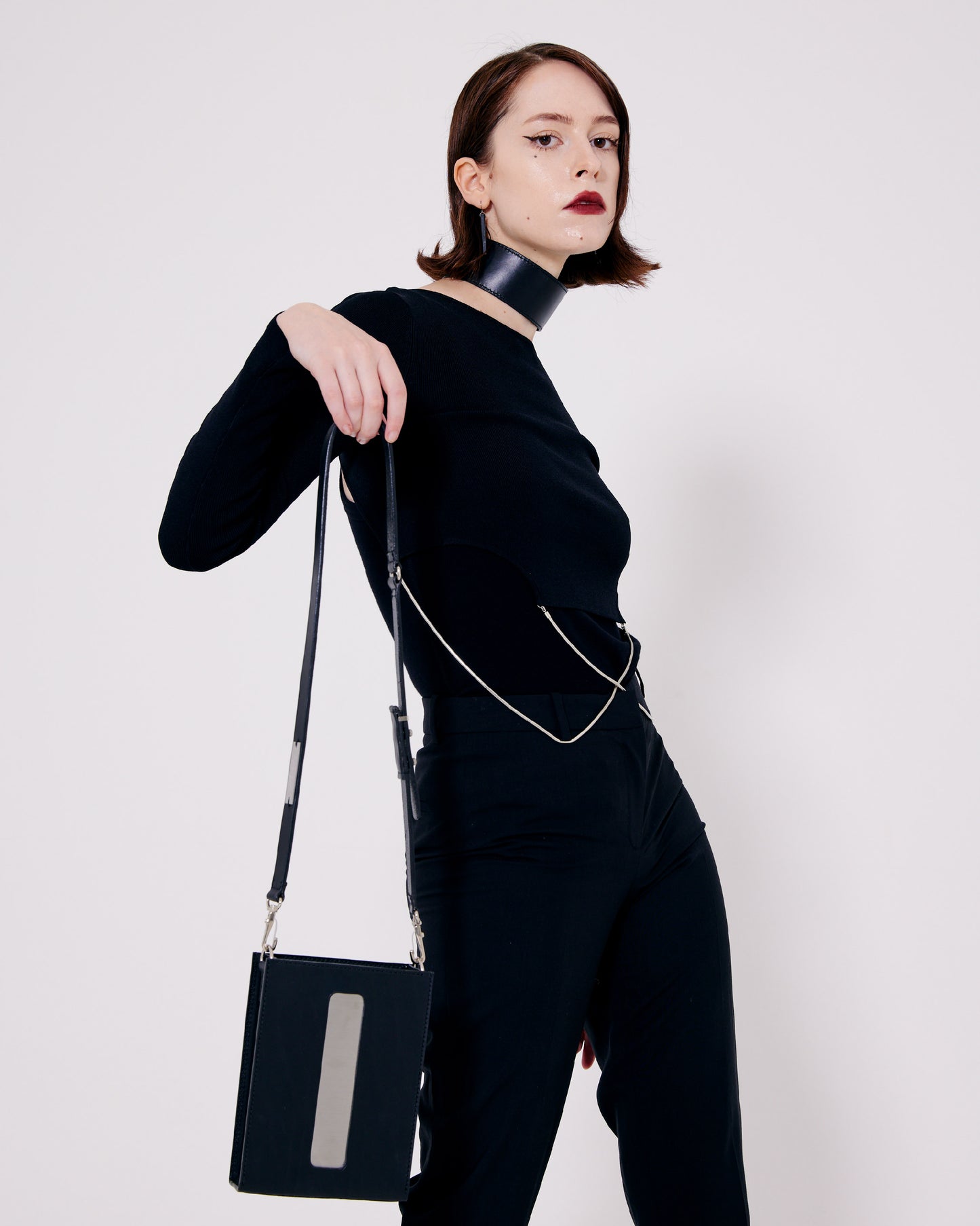 Leather&Stainless Shoulder Bag
