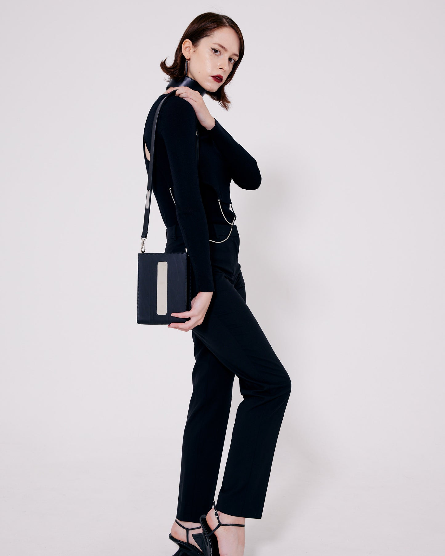 Leather&Stainless Shoulder Bag