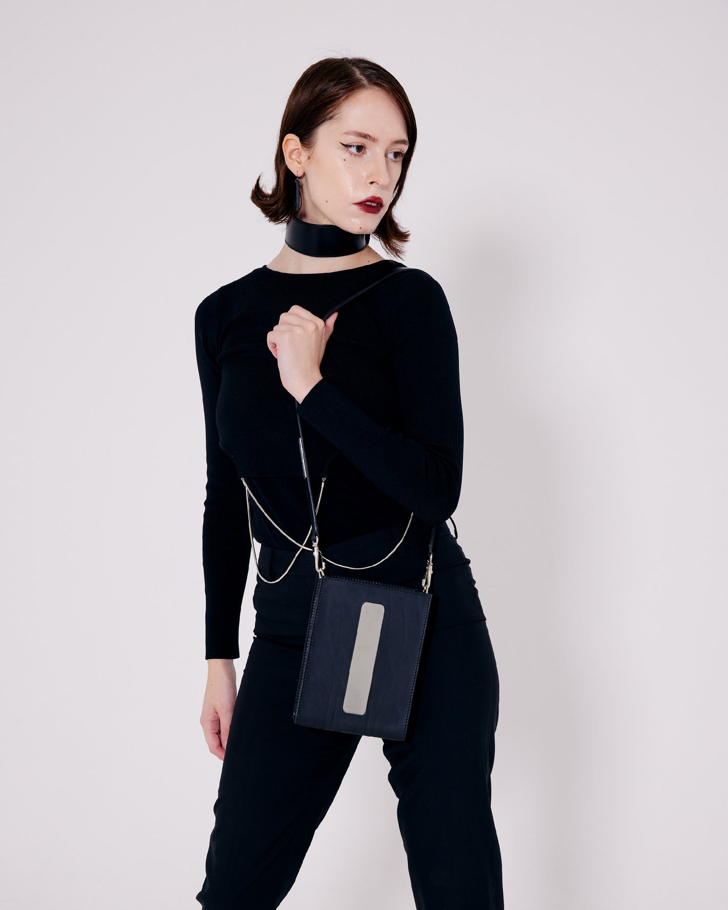 Leather&Stainless Shoulder Bag